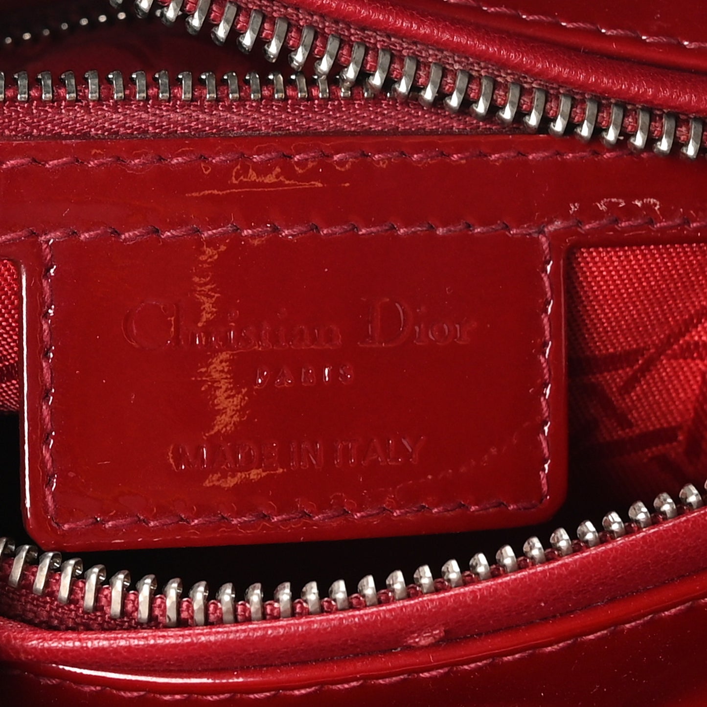 Patent Cannage Medium Lady Dior Red