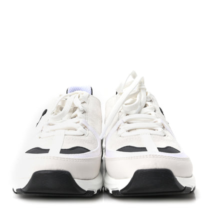 Chanel Suede Calfskin Grosgrain Womens CC Sneakers 39.5 White Black 3 of 9