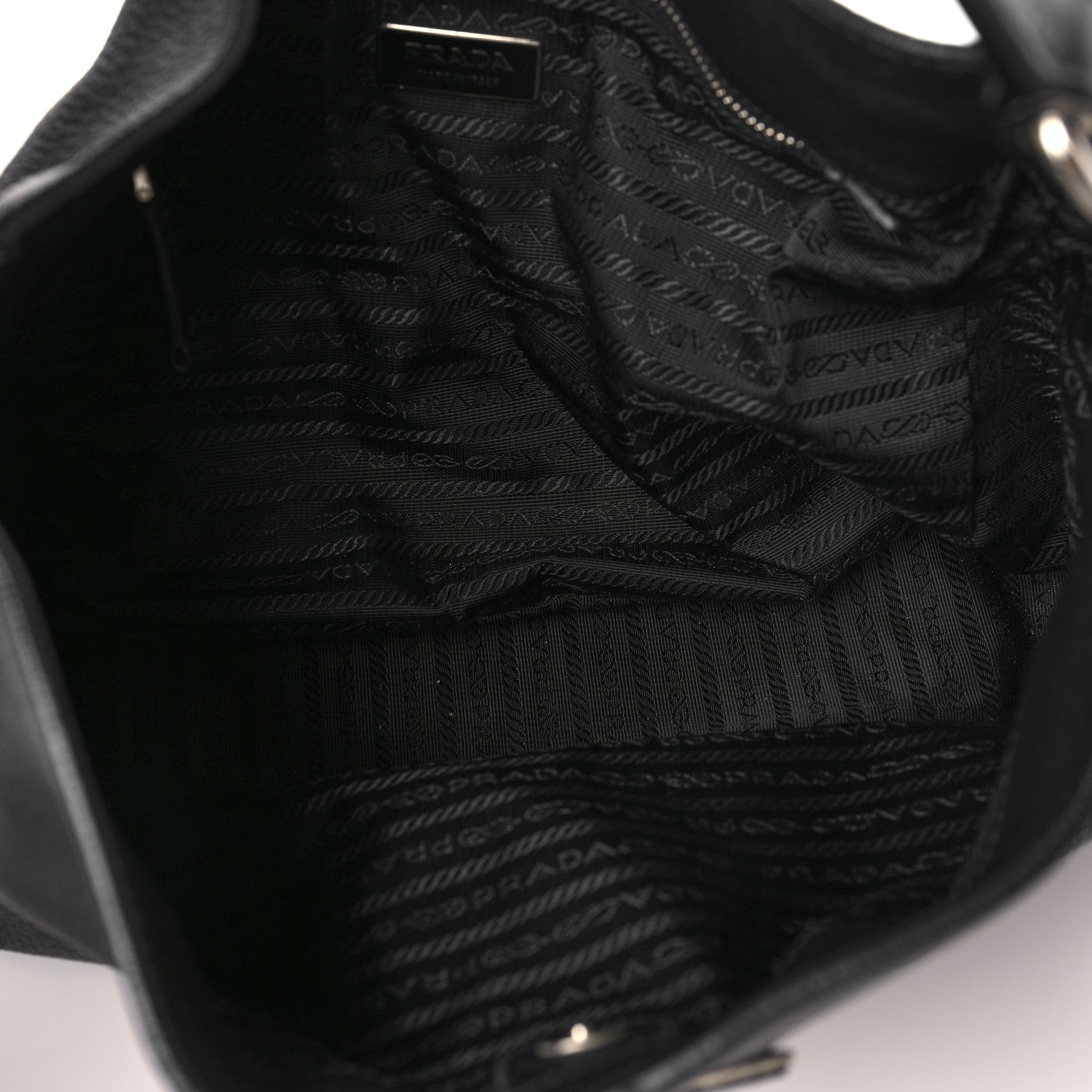 Prada Vitello Daino Side Pocket Tote Black 5 of 11