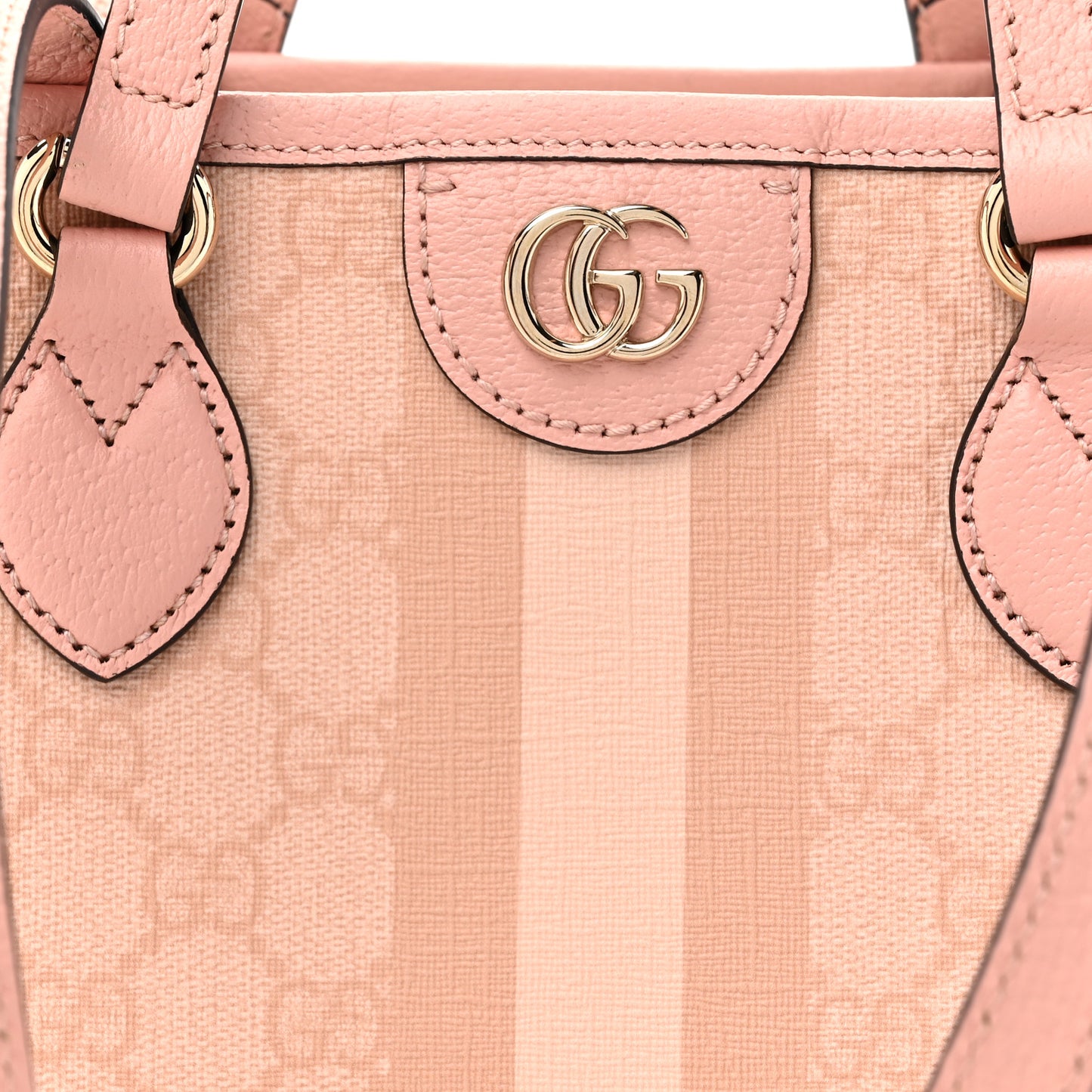 GG Supreme Monogram Textured Dollar Calfskin Medium Ophidia Shoulder Tote Bag Rose Pink
