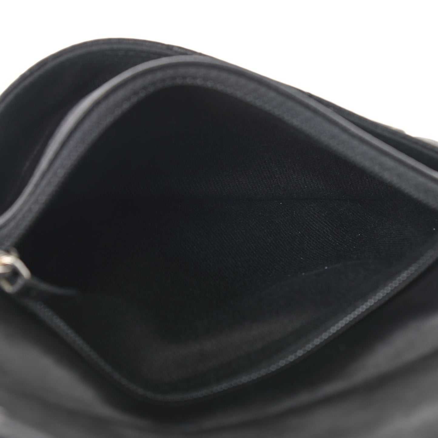 Lambskin Quilted Double Sided Wallet On Chain WOC Black