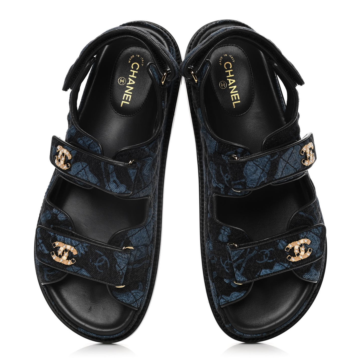 Denim Velcro Dad Sandals 39 Dark Grey Blue Black
