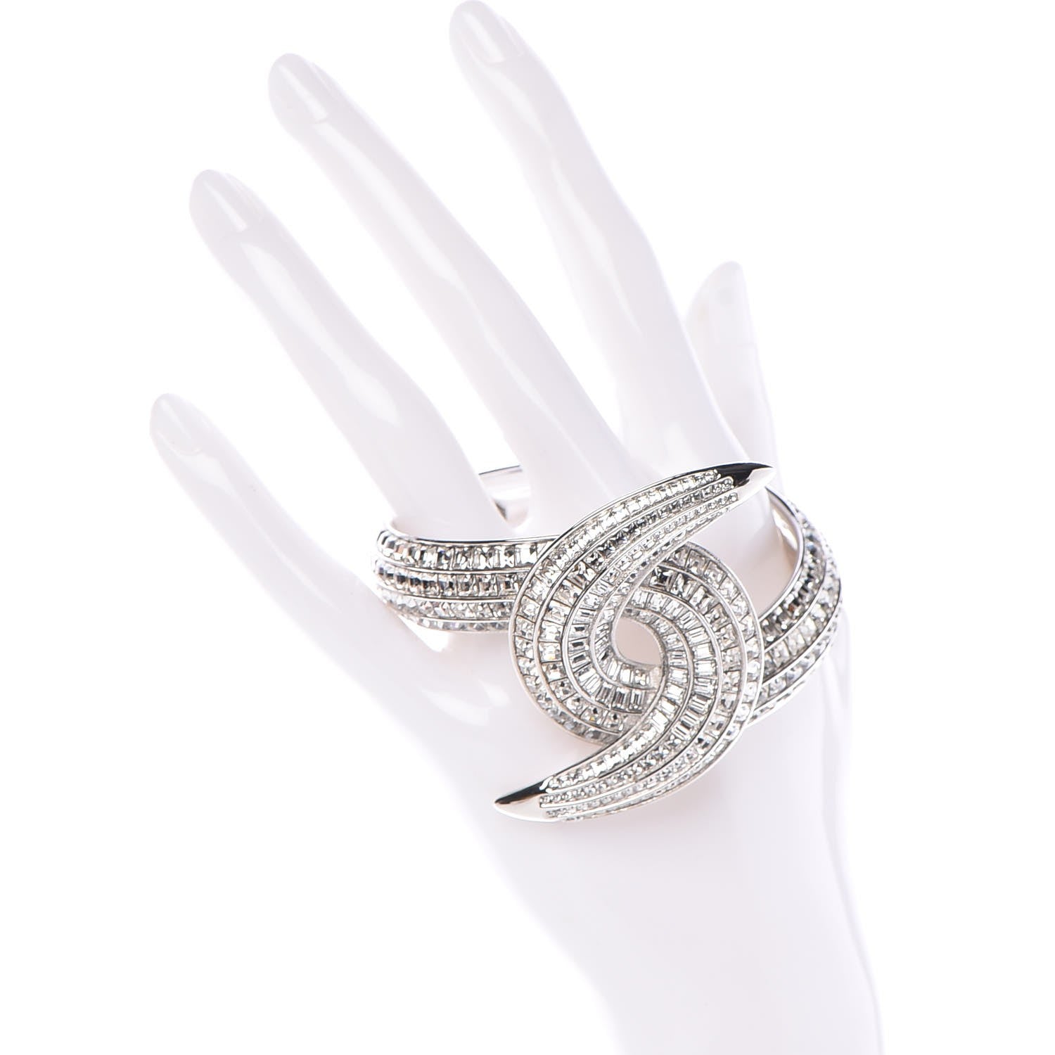 Chanel Crystal Baguette CC Cuff Silver 2 of 5