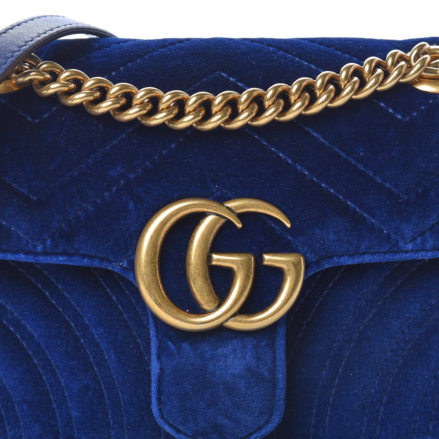 Gucci Velvet Matelasse Mini GG Marmont Shoulder Bag Cobalt Blue 16 of 16