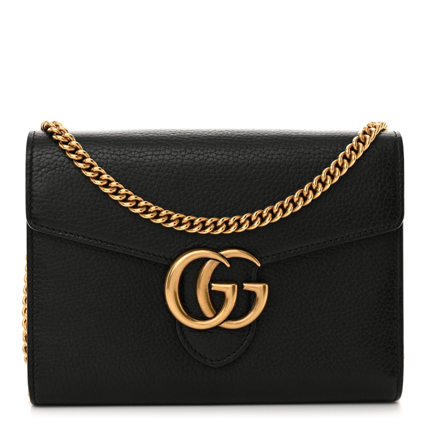 Calfskin GG Marmont Chain Wallet Black