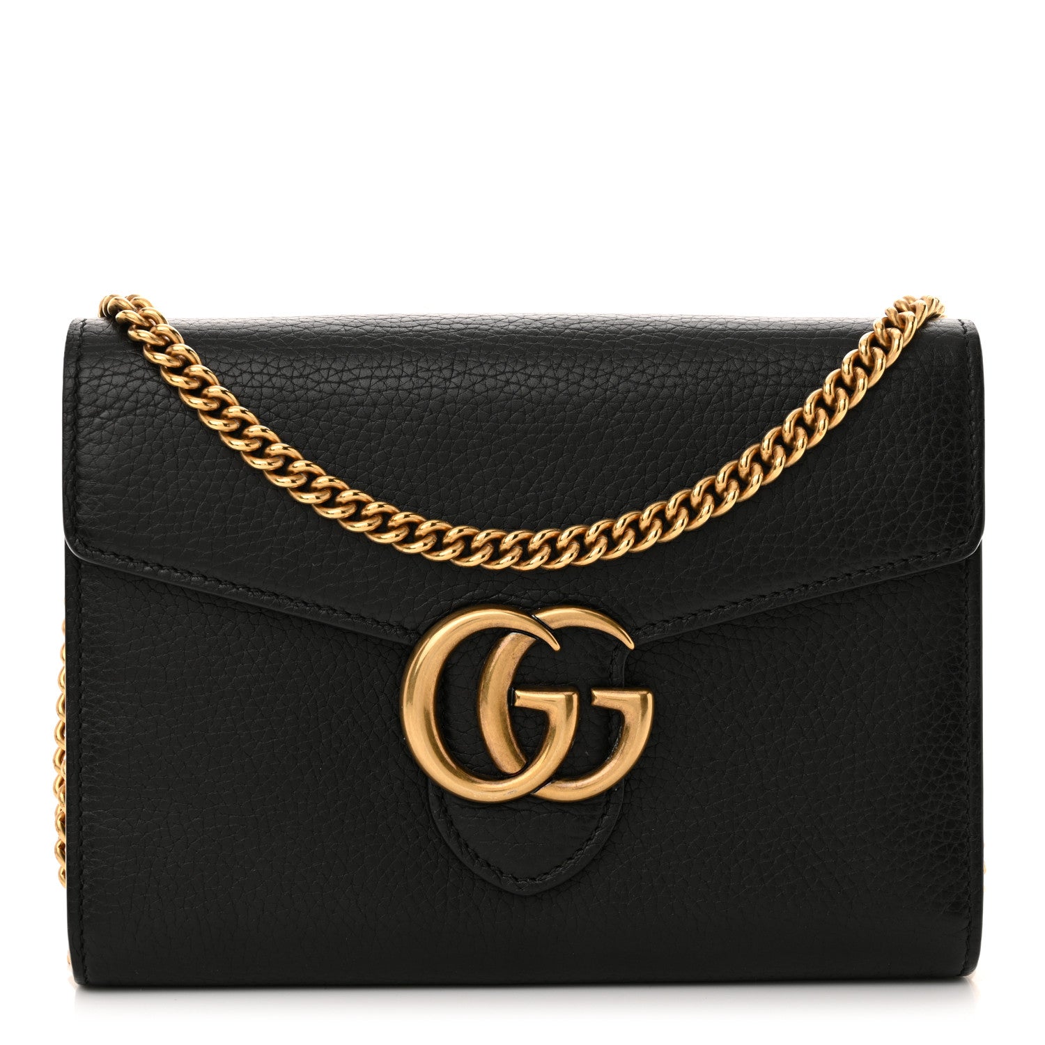 Gucci Calfskin GG Marmont Chain Wallet Black 1 of 13
