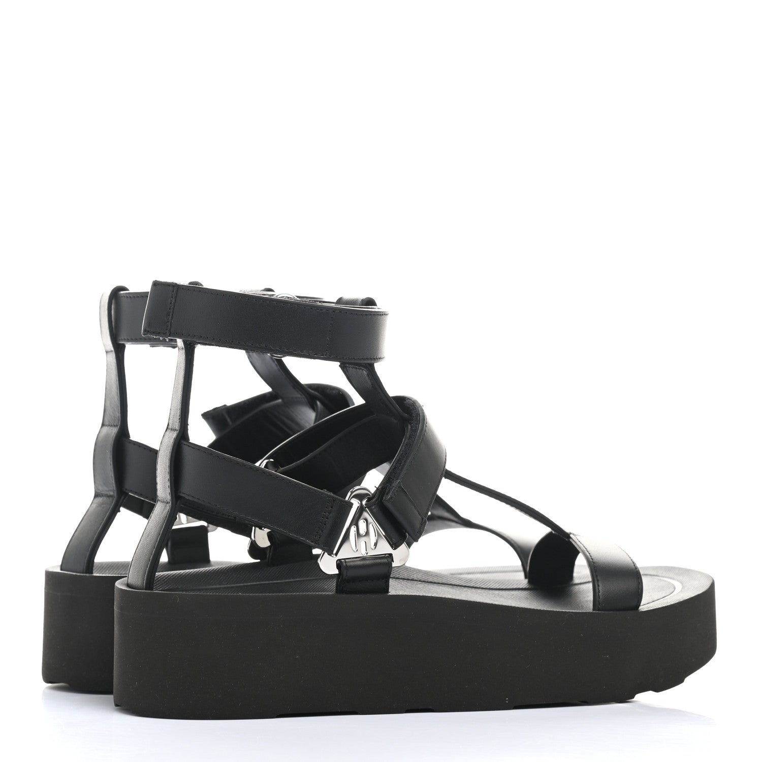 Hermes Calfskin Womens Enid Sandals 37 Black 4 of 9