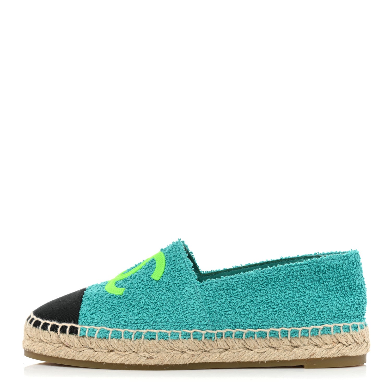 Chanel Fabric Grosgrain CC Espadrilles 37 Green Black 1 of 10
