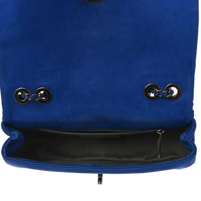 Chanel Suede Diamond Embellished Medium Single Flap Blue 5 of 10