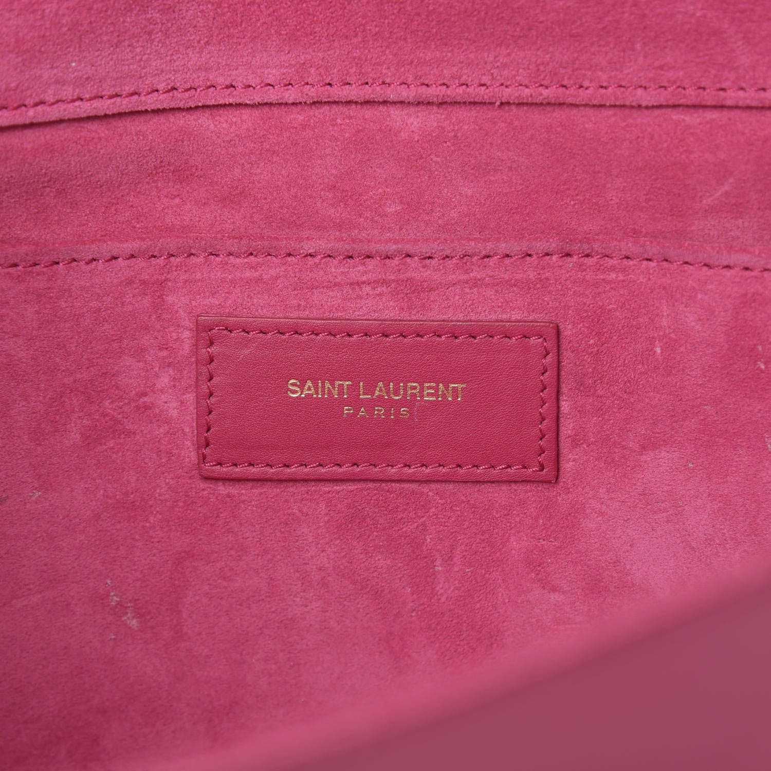 Saint Laurent Calfskin Classic Y Ligne Clutch Fuchsia 6 of 12