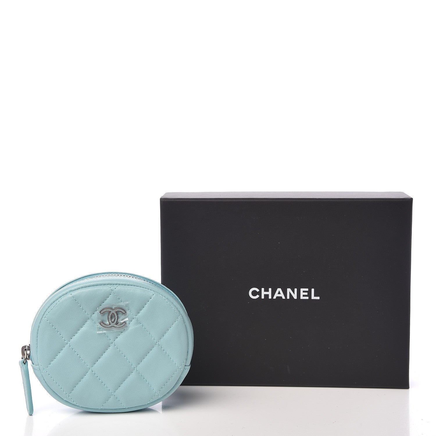 Chanel Lambskin Quilted Zip Around Classic Coin Purse Light Blue 9 of 9