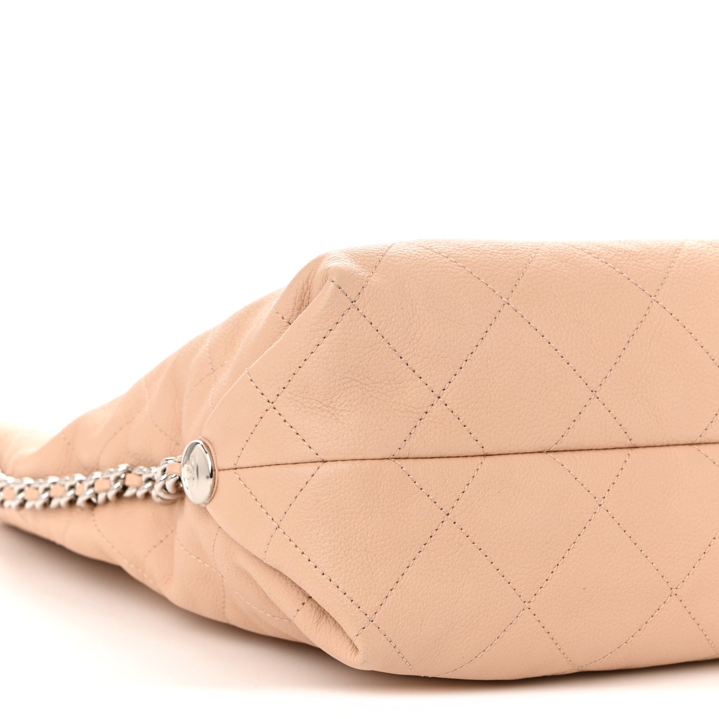 Grained Calfskin Stitched Medium Braided With Style Hobo Beige