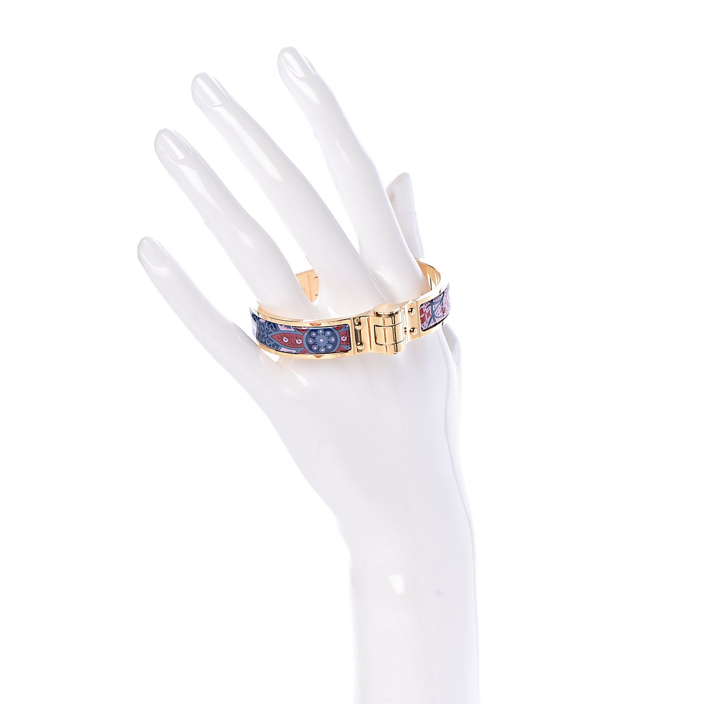 Enamel Printed Narrow Cachemire Fleuri Hinged Bracelet S Surnaturel