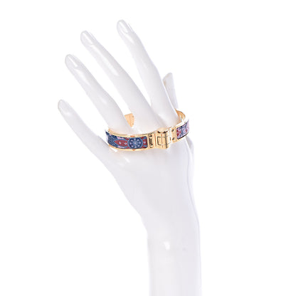 Hermes Enamel Printed Narrow Cachemire Fleuri Hinged Bracelet S Surnaturel 2 of 5