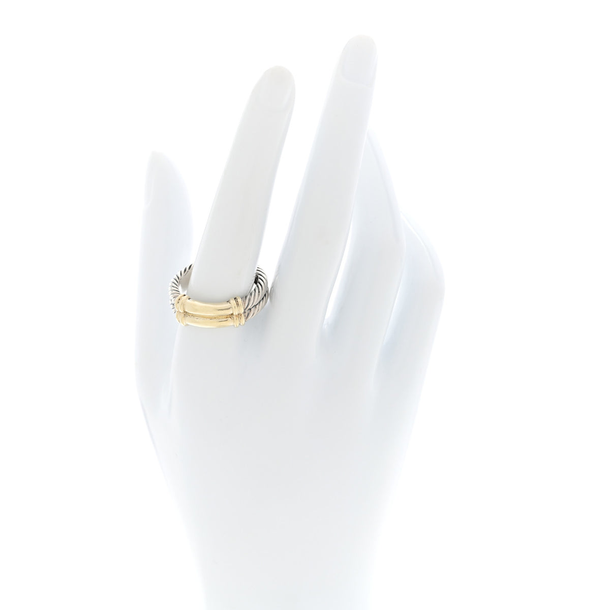 David Yurman Sterling Silver 14K Yellow Gold Metro Cable Ring 61 9.75 2 of 4