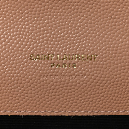 Saint Laurent Grain De Poudre Matelasse Chevron Monogram Envelope Clutch Vintage Peach 6 of 8