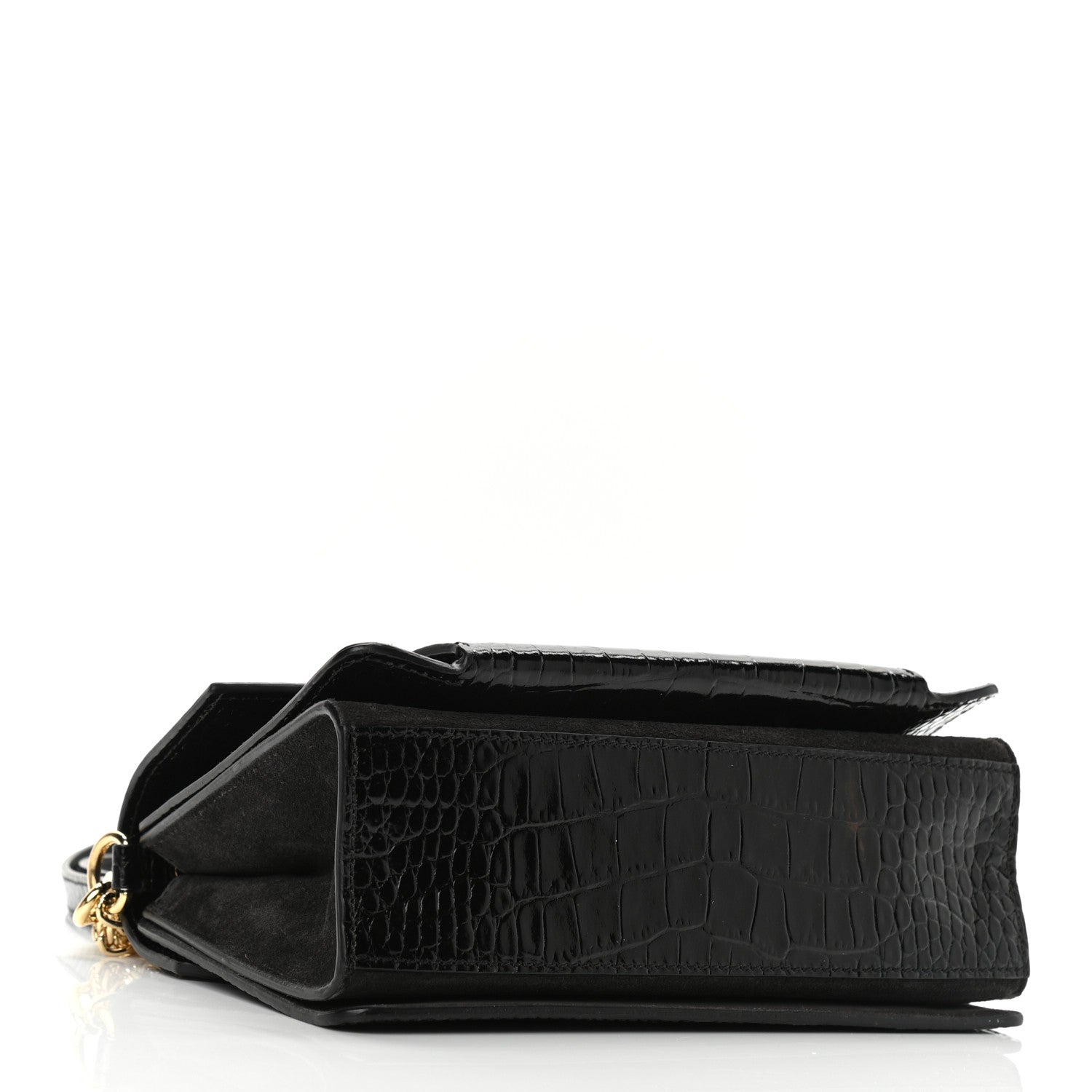Givenchy Calfskin Crocodile Embossed Suede Small GV3 Shoulder Bag Black 4 of 9