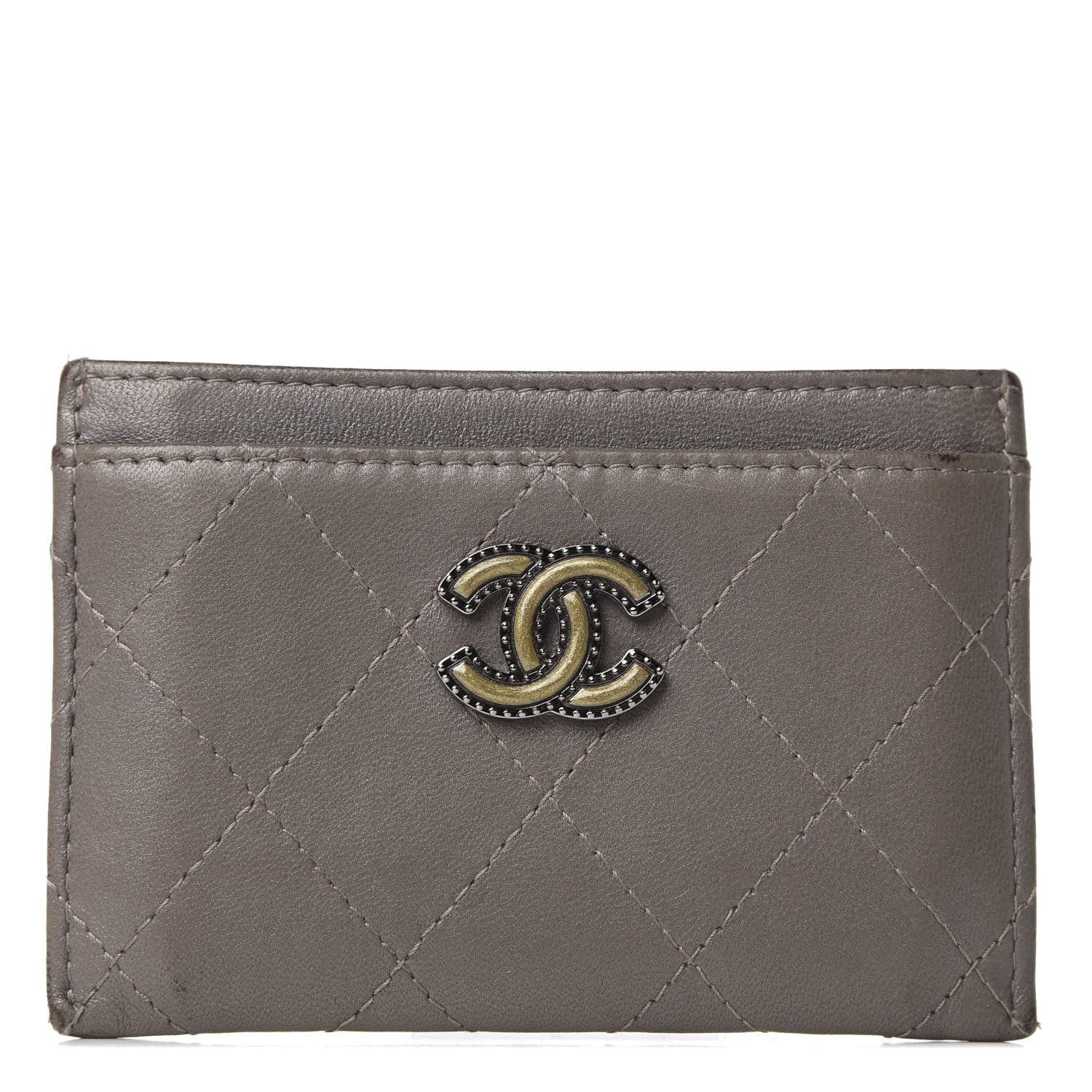 Chanel Lambskin Quilted CC Card Holder Dark Grey 1 of 13
