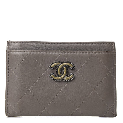 Chanel Lambskin Quilted CC Card Holder Dark Grey 1 of 13