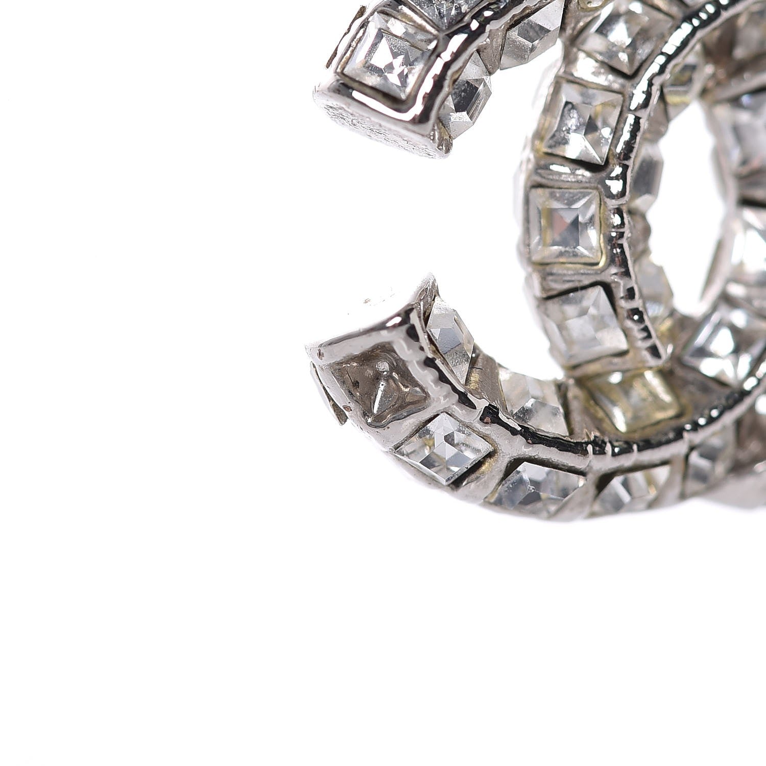 Chanel Baguette Crystal CC Drop Earrings Silver 5 of 6