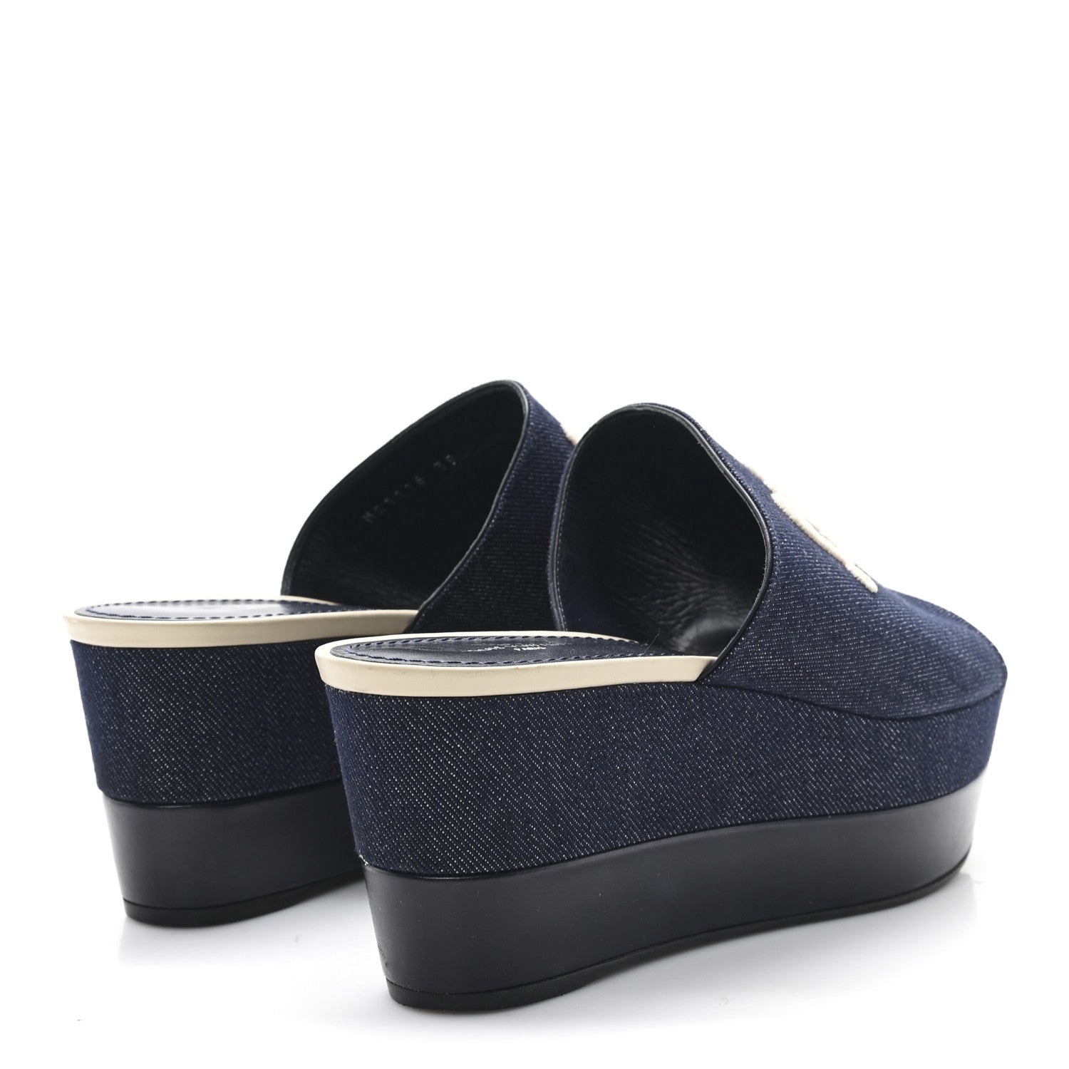 Louis Vuitton Canvas Wedge Mules 39 Navy Blue 5 of 9