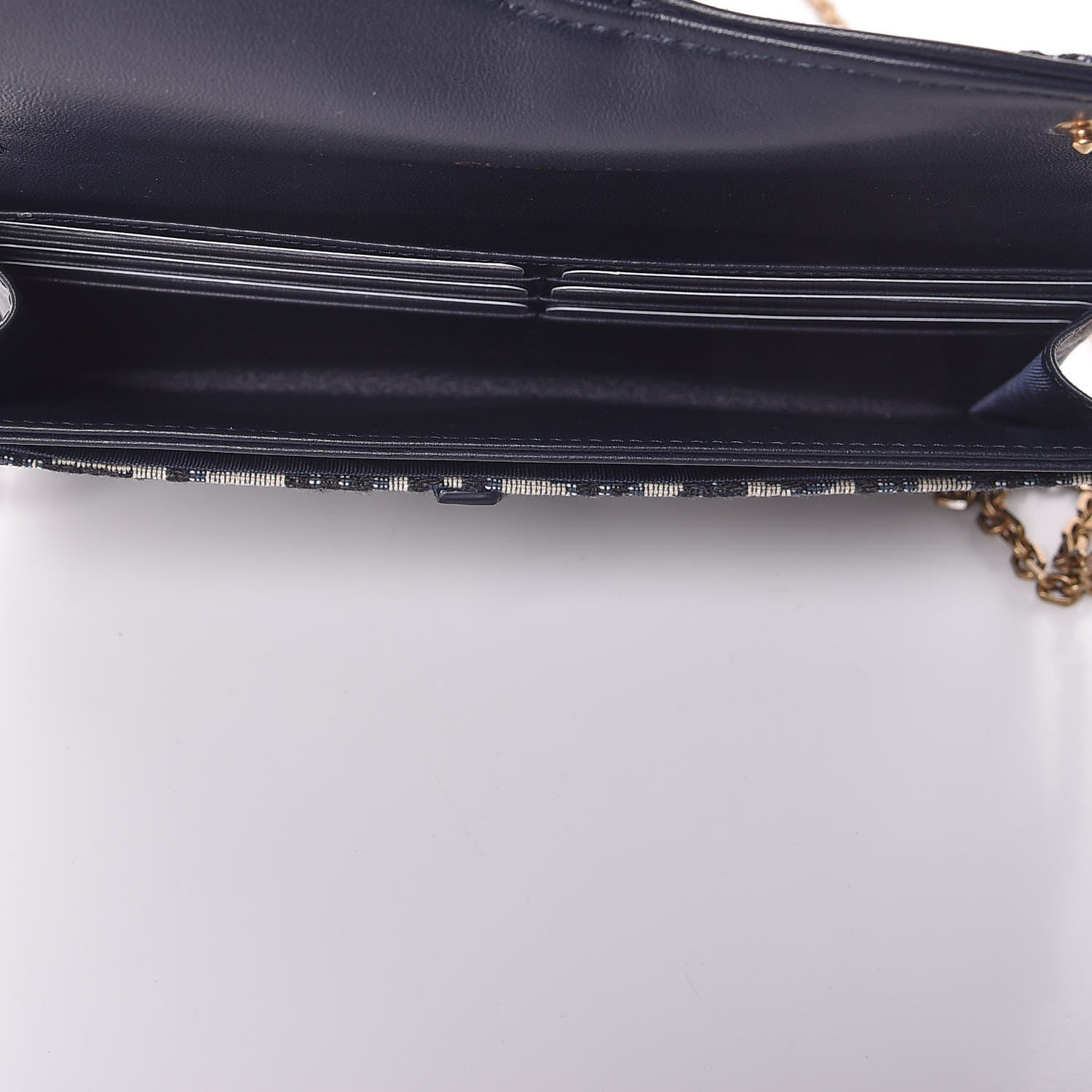 Christian Dior Oblique Saddle Chain Wallet Blue 7 of 11