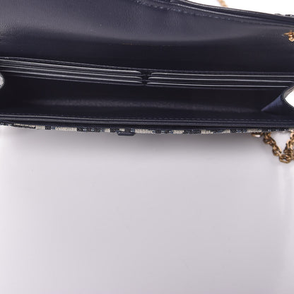 Christian Dior Oblique Saddle Chain Wallet Blue 7 of 11