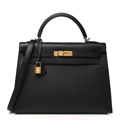Hermes Vache Liegee Kelly Sellier 32 Black 1 of 12