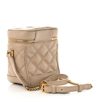 Saint Laurent Grain de Poudre Quilted 80's Vanity Bag Dark Beige 3 of 12