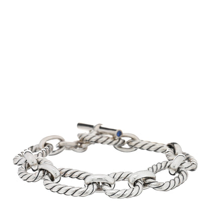 David Yurman Sterling Silver Blue Sapphire 12.5mm Cushion Link Bracelet 1 of 3