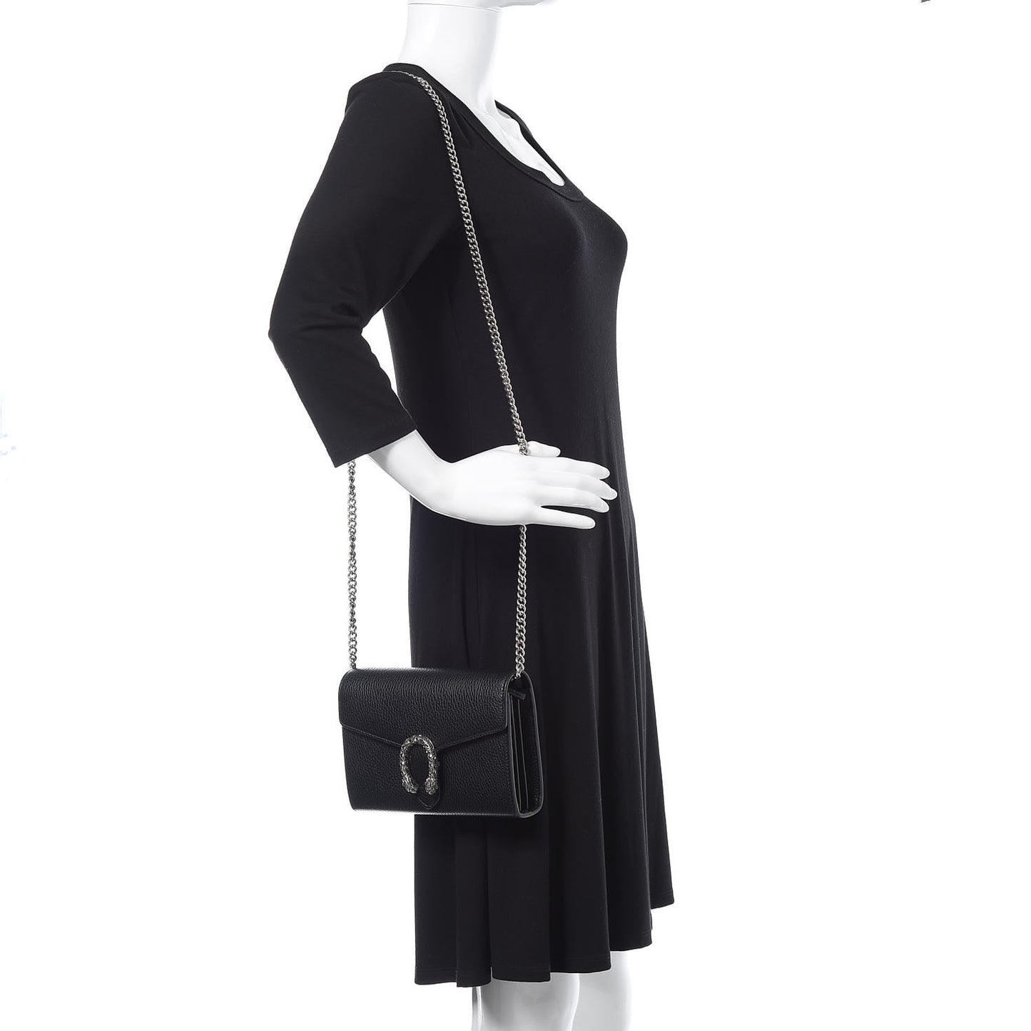Calfskin Mini Dionysus Chain Wallet Black