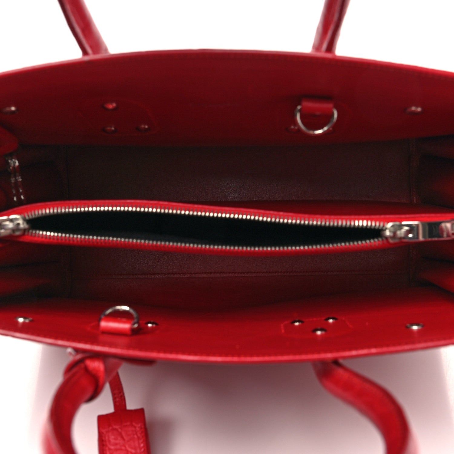 Saint Laurent Calfskin Crocodile Embossed Small Sac De Jour Eros Red 5 of 15