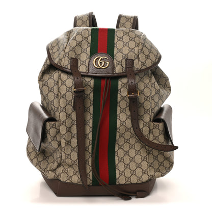 Gucci GG Supreme Monogram Medium Ophidia Double Buckle Backpack Brown 1 of 10