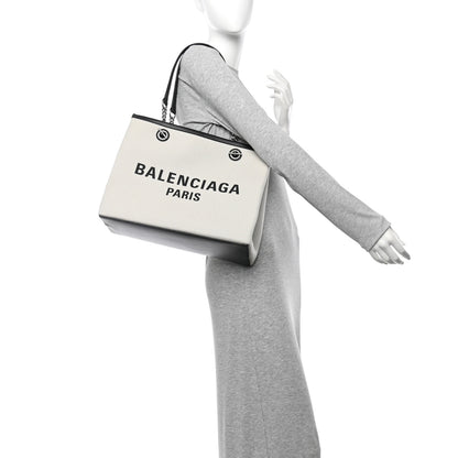 Balenciaga Canvas Calfskin Duty Free Tote Bag Natural Black Natural Black 2 of 9