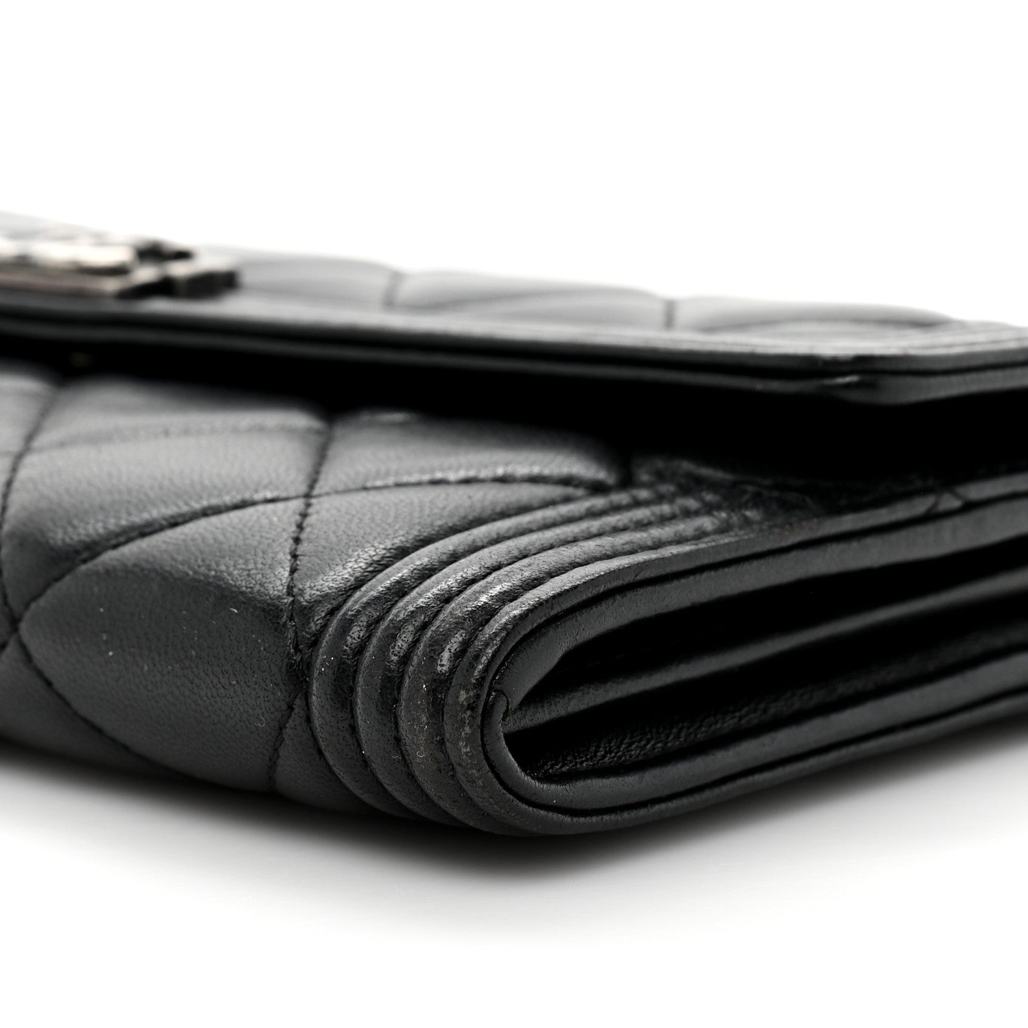 Chanel Lambskin Quilted Large Boy Gusset Flap Wallet Black 9 of 16