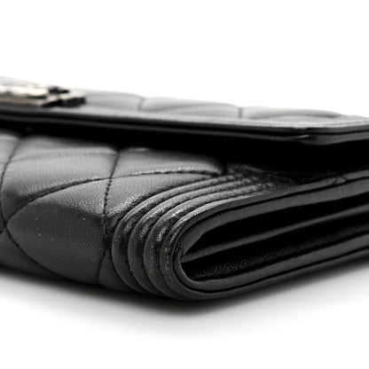 Chanel Lambskin Quilted Large Boy Gusset Flap Wallet Black 9 of 16