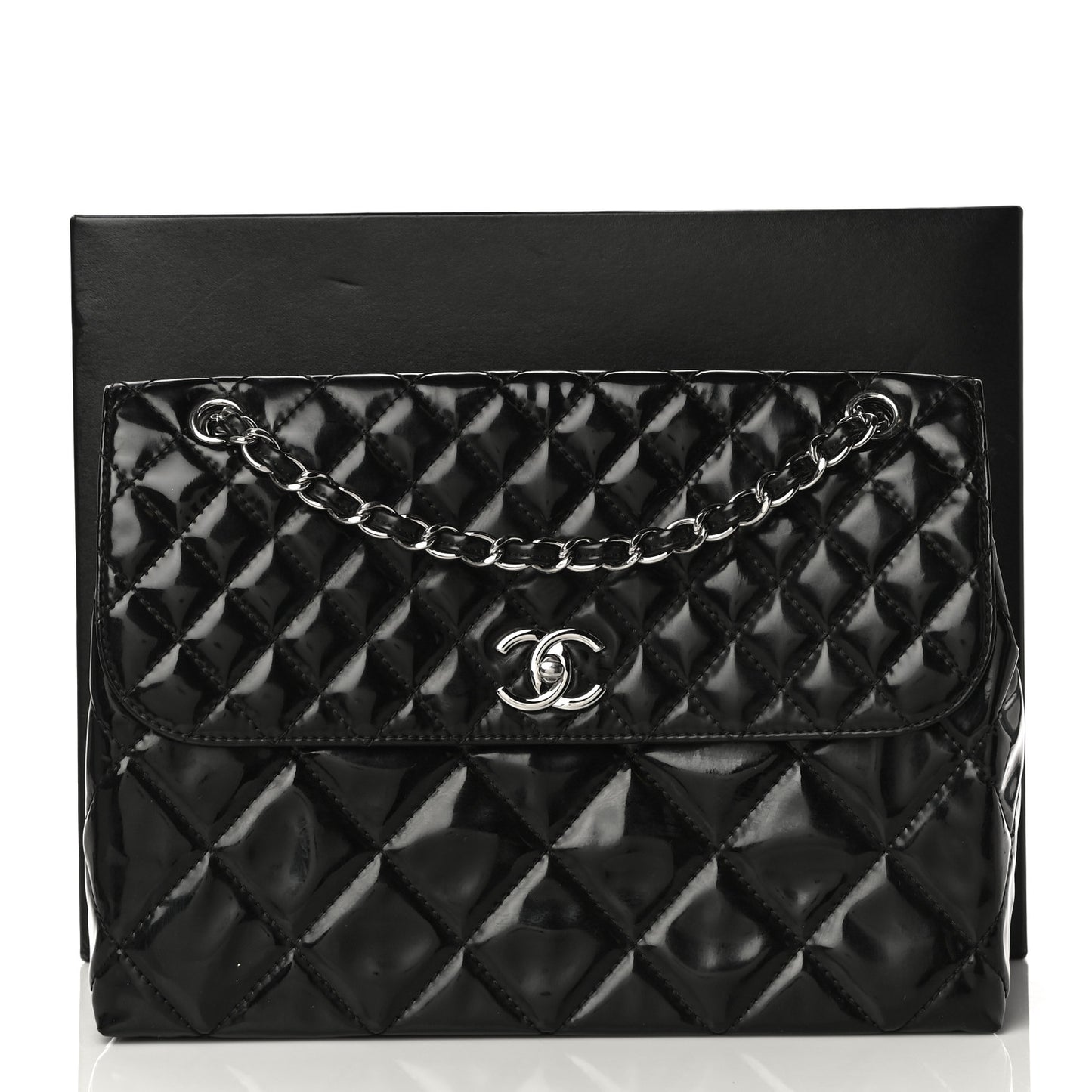 Vinyl Quilted In The Business Flap Bag Black