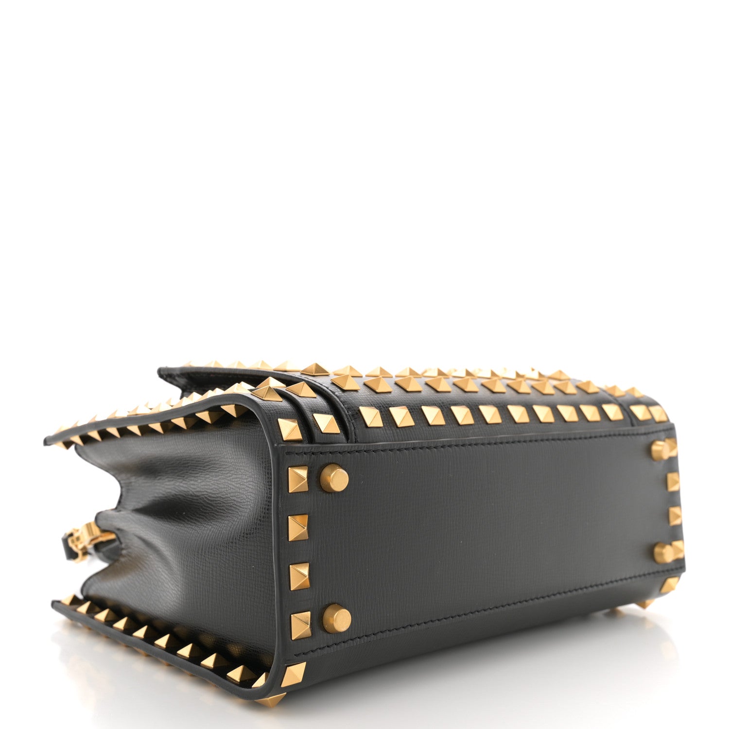 Valentino Garavani Grainy Calfskin Small Rockstud Allover Alcove Top Handle Tote Bag Black 4 of 9