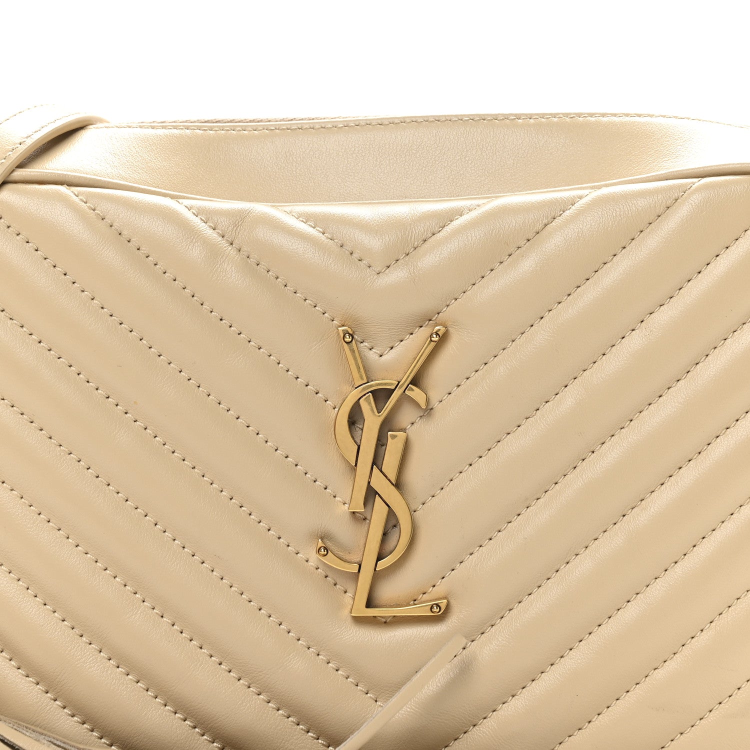 Saint Laurent Calfskin Matelasse Monogram Lou Camera Bag Dark Beige 8 of 11