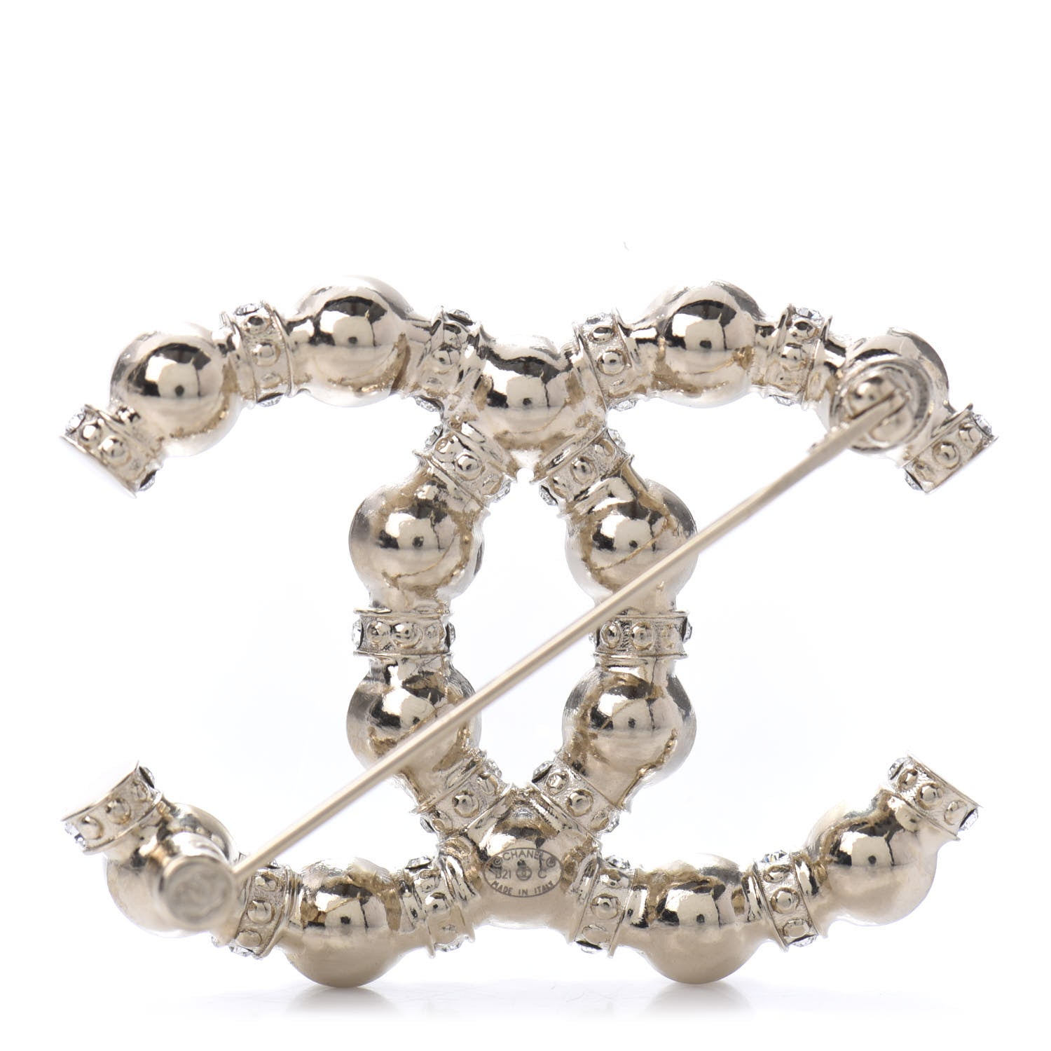 Chanel Pearl Crystal Nefertiti CC Brooch Gold 3 of 5