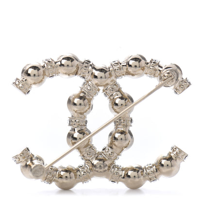 Chanel Pearl Crystal Nefertiti CC Brooch Gold 3 of 5