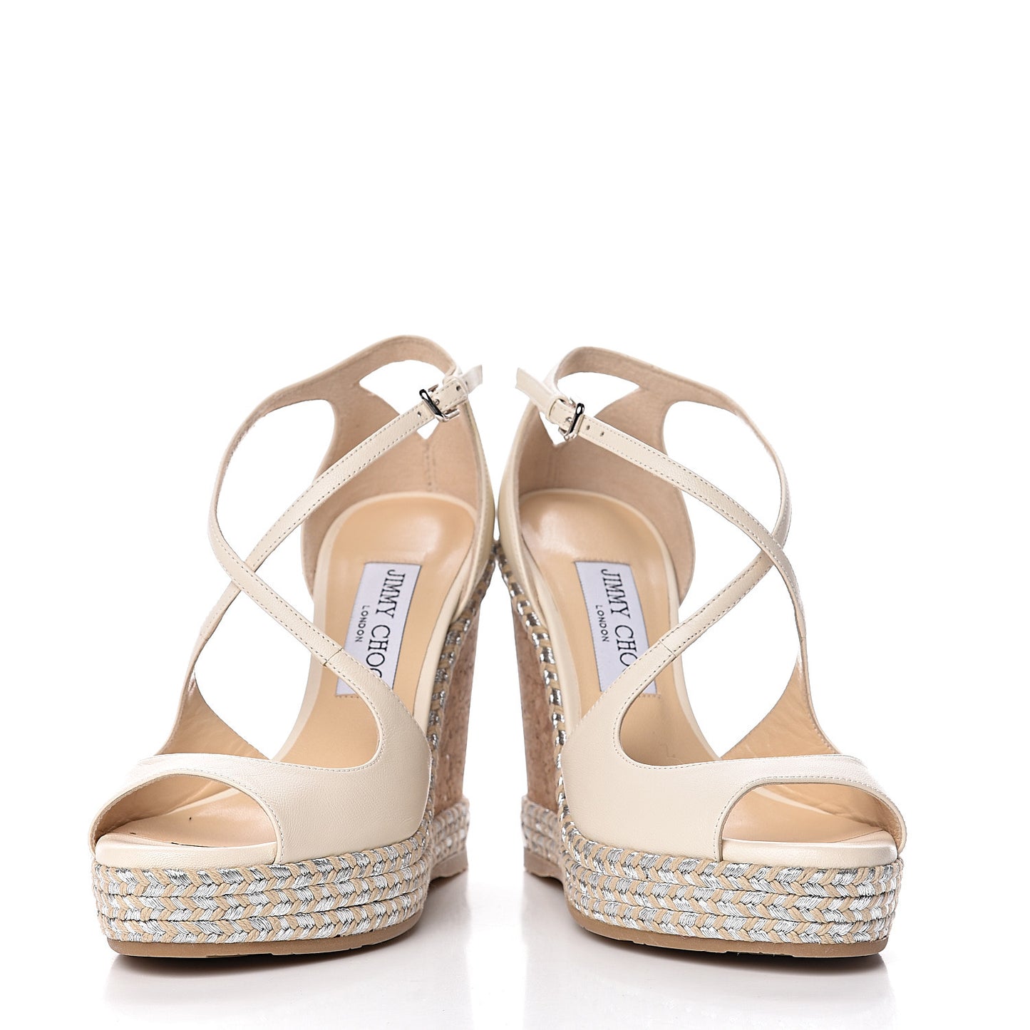 Lambskin Cork Dakota 120 Wedge Sandals 36.5 Off White