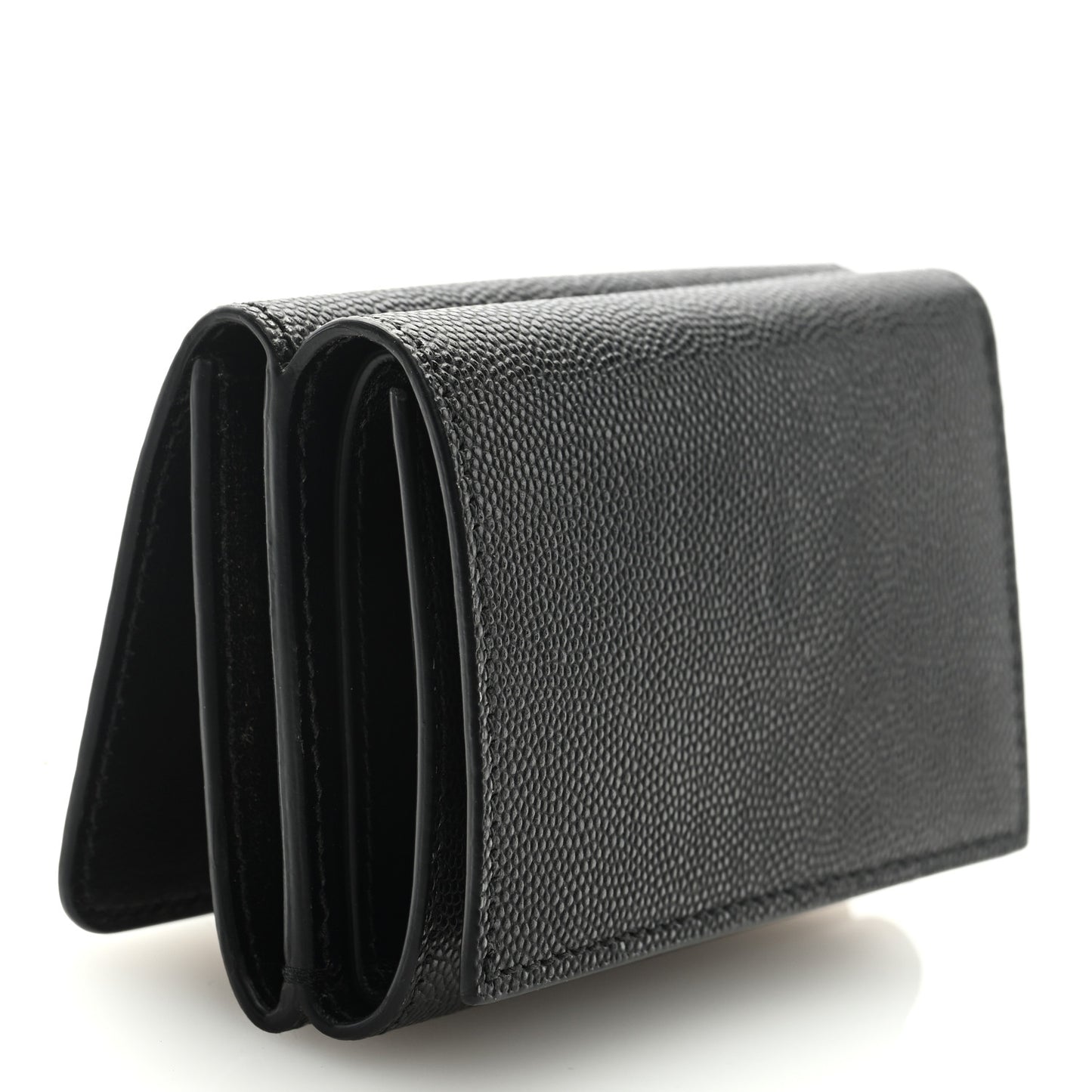 Grained Calfskin TB Compact Tri-Fold Wallet Black