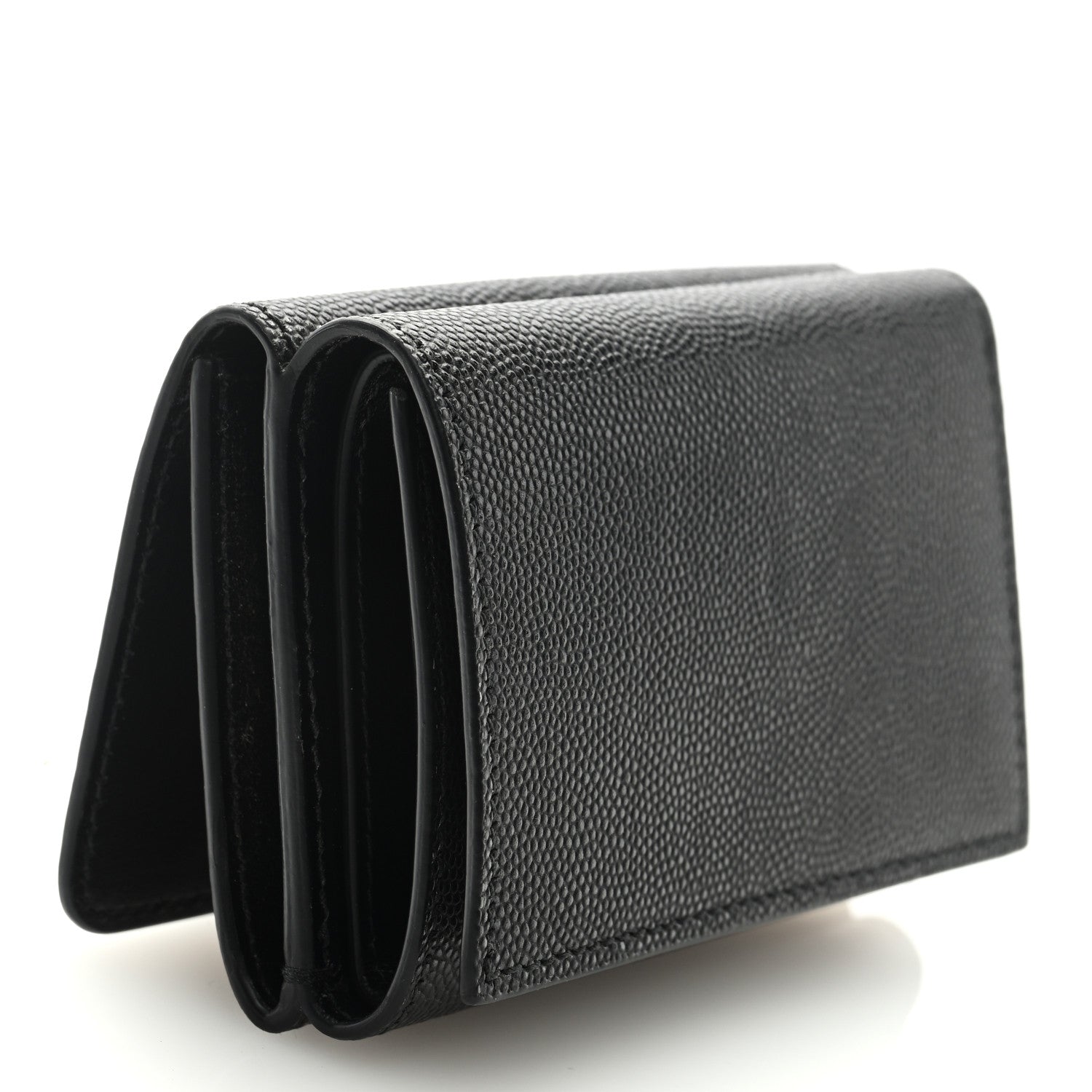 Burberry Grained Calfskin TB Compact Tri-Fold Wallet Black 3 of 6