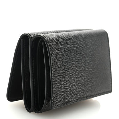Burberry Grained Calfskin TB Compact Tri-Fold Wallet Black 3 of 6