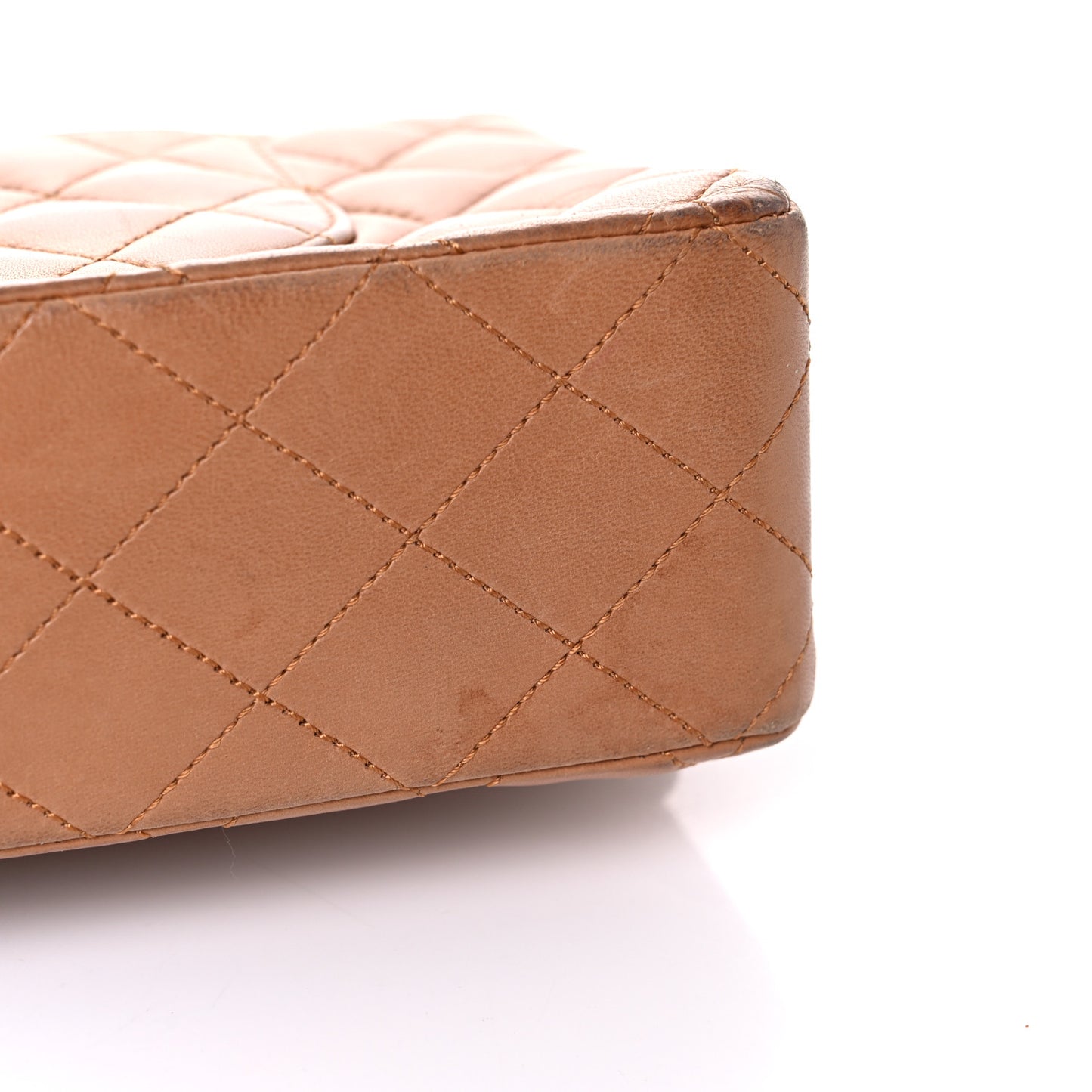 Lambskin Quilted Medium Double Flap Brown