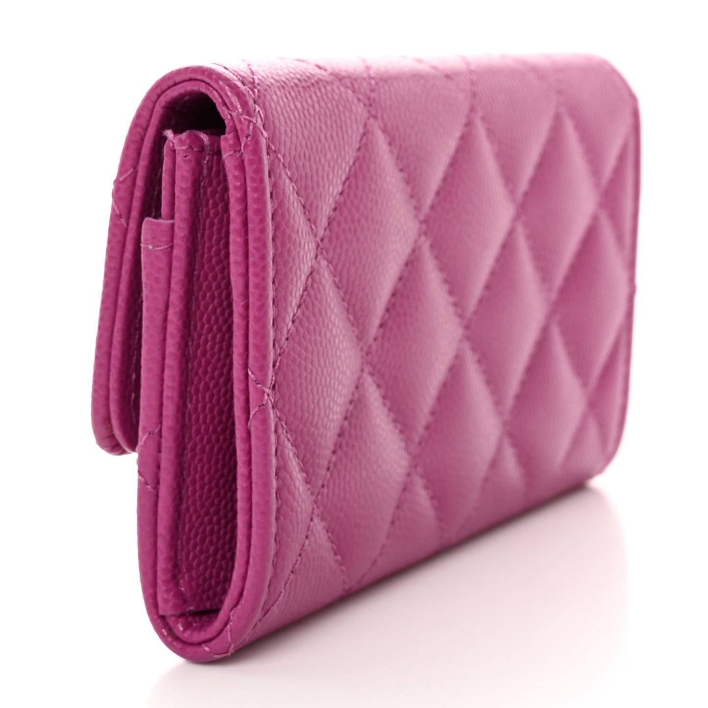 Caviar Quilted Textured CC Flap Card Holder Purple