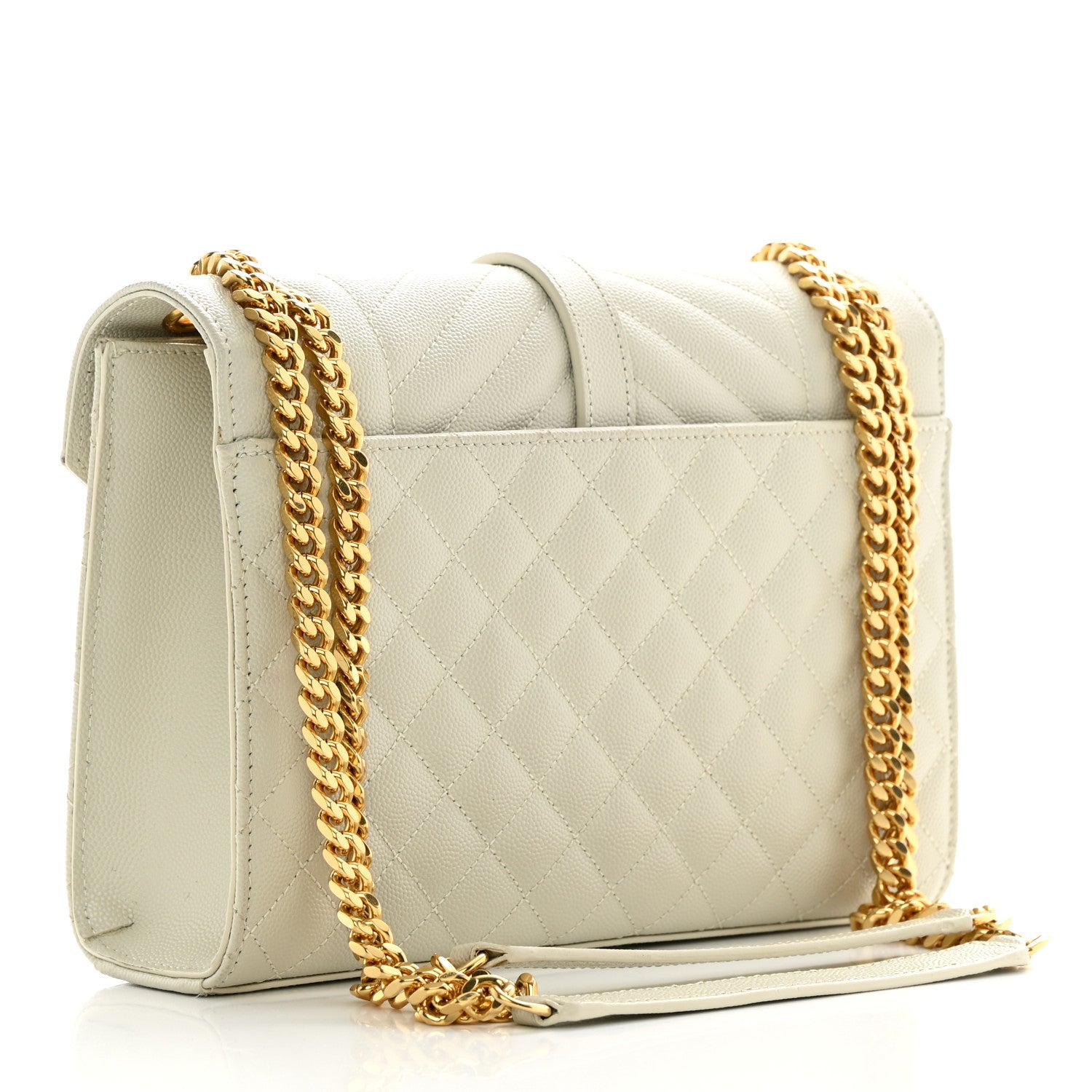 Saint Laurent Grain De Poudre Textured Mixed Matelasse Medium Triquilt Monogram Satchel Crema Soft 3 of 17