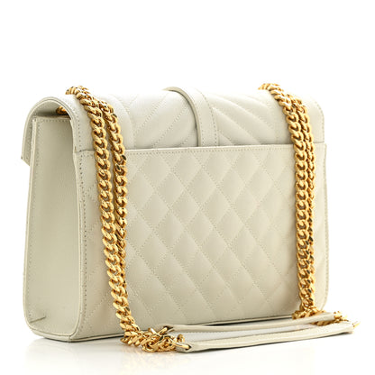 Saint Laurent Grain De Poudre Textured Mixed Matelasse Medium Triquilt Monogram Satchel Crema Soft 3 of 17