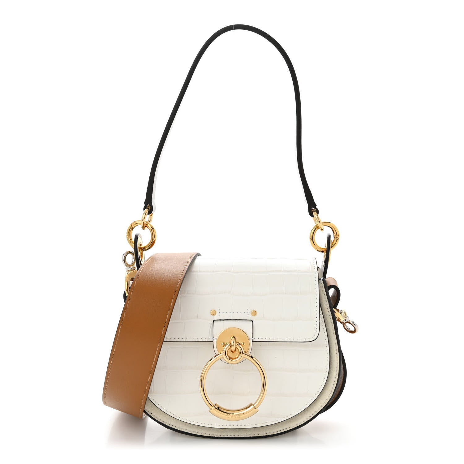 Chloe Calfskin Crocodile Embossed Small Tess Bag Brilliant White 1 of 10